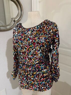 Boston proper sequin cold shoulder blouse